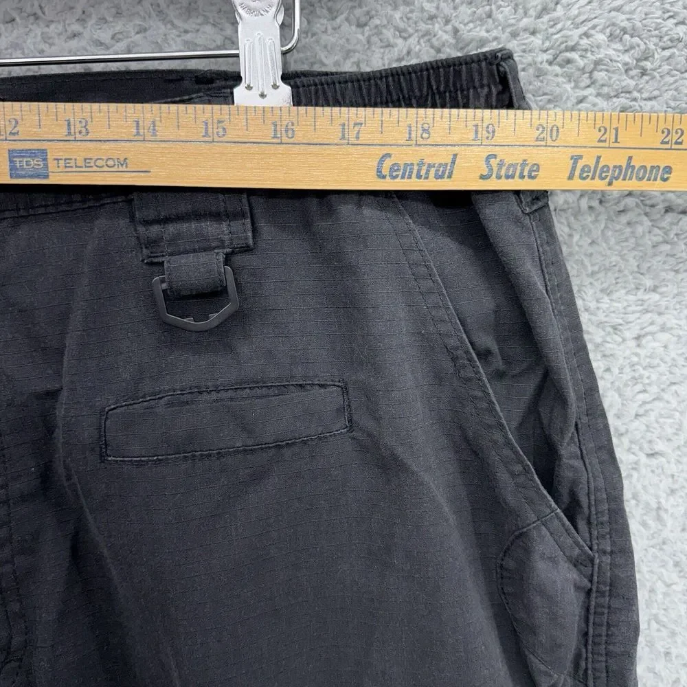 LAPG Tactical Pants Mens Size 42x30 Black Ripstop Elastic‎ Waistband Cargo